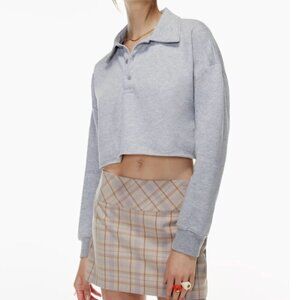 Aritzia Sunday Best Cropped Grey Henley Sizes XS and S